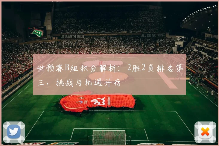 世预赛B组积分解析：2胜2负排名第三，挑战与机遇并存